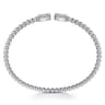 14K White Gold Baguette and Round Rectangular Bujukan Bangle - 0.85 ct