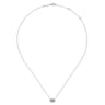 14K White Gold Baguette and Round Rectangular Diamond Pendant Necklace - 0.38 ct