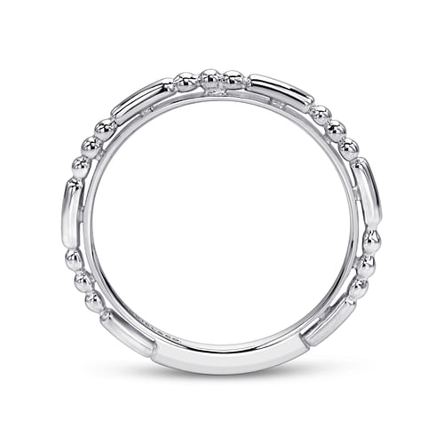 14K White Gold Ball and Bar Station Stackable Ring - Shot 2