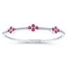 14K White Gold Bangle with Diamond and Ruby Quatrefoil Stations - 0.5 ct