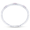 14K White Gold Bangle with Diamond and Ruby Quatrefoil Stations - 0.5 ct