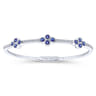 14K White Gold Bangle with Diamond and Sapphire Quatrefoil Stations - 0.5 ct