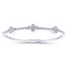 14K White Gold Bangle with Quatrefoil Diamond Stations - 1.1 ct