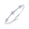 14K White Gold Bangle with Quatrefoil Diamond Stations - 1.1 ct