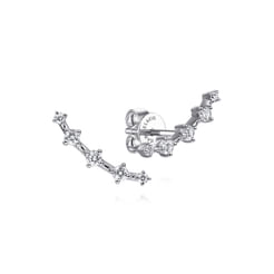 14K White Gold Bar Diamond Stud Earrings