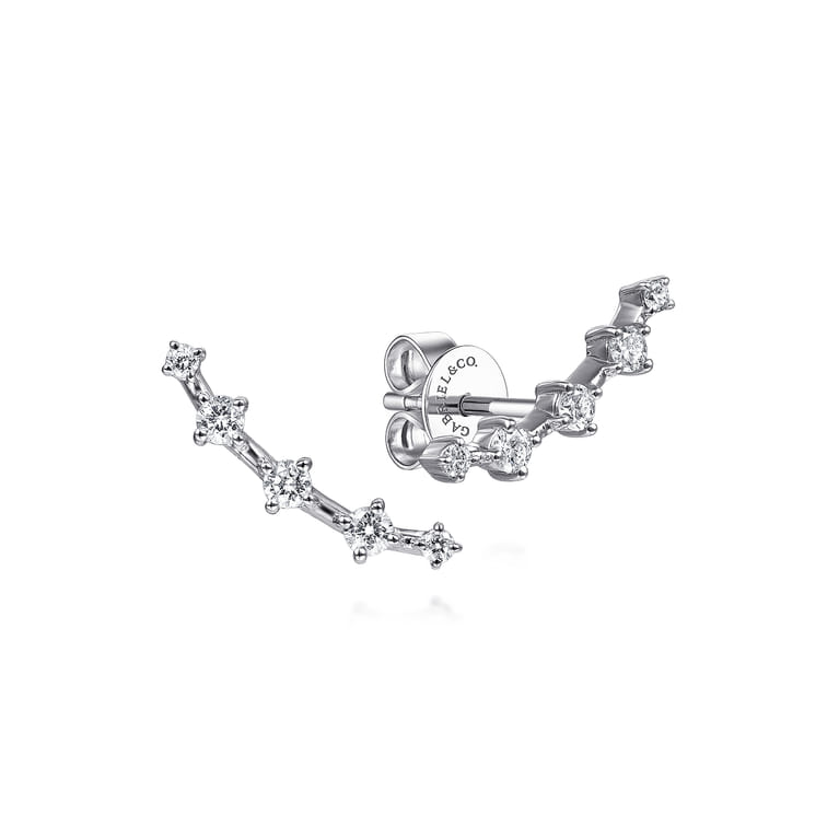 14K White Gold Bar Diamond Stud Earrings - 0.25 ct - Shot 1