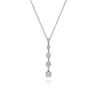 14K White Gold Bar Pendant Necklace with Diamond Stations - 0.26 ct