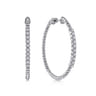 14K White Gold Beaded 40mm Classic Diamond Hoop Earrings - 0.4 ct