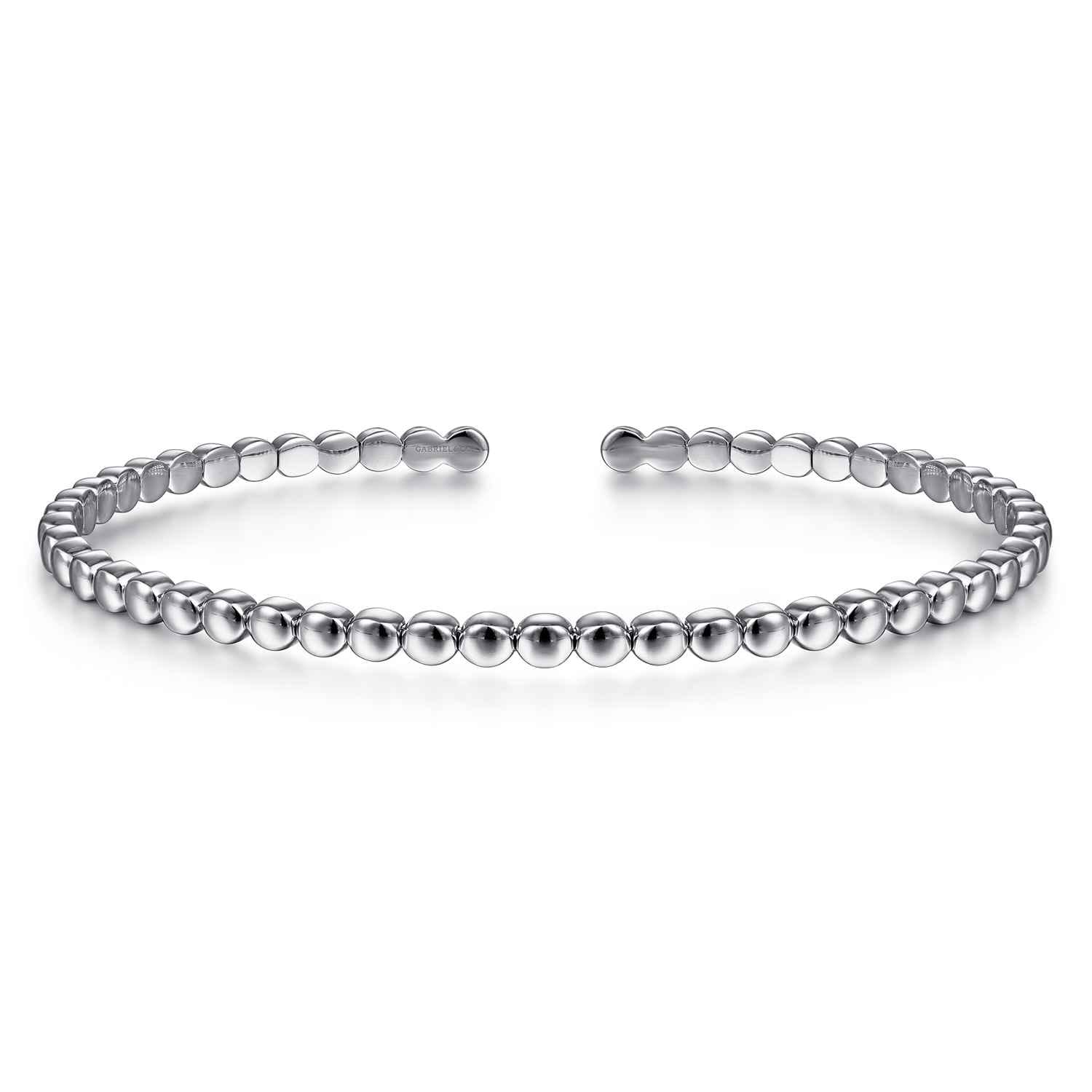 14K White Gold Beaded Cuff Bracelet - Shot 1