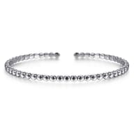 14K White Gold Beaded Cuff Bracelet