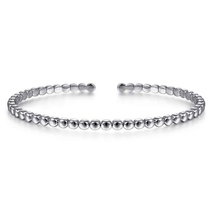14K White Gold Beaded Cuff Bracelet