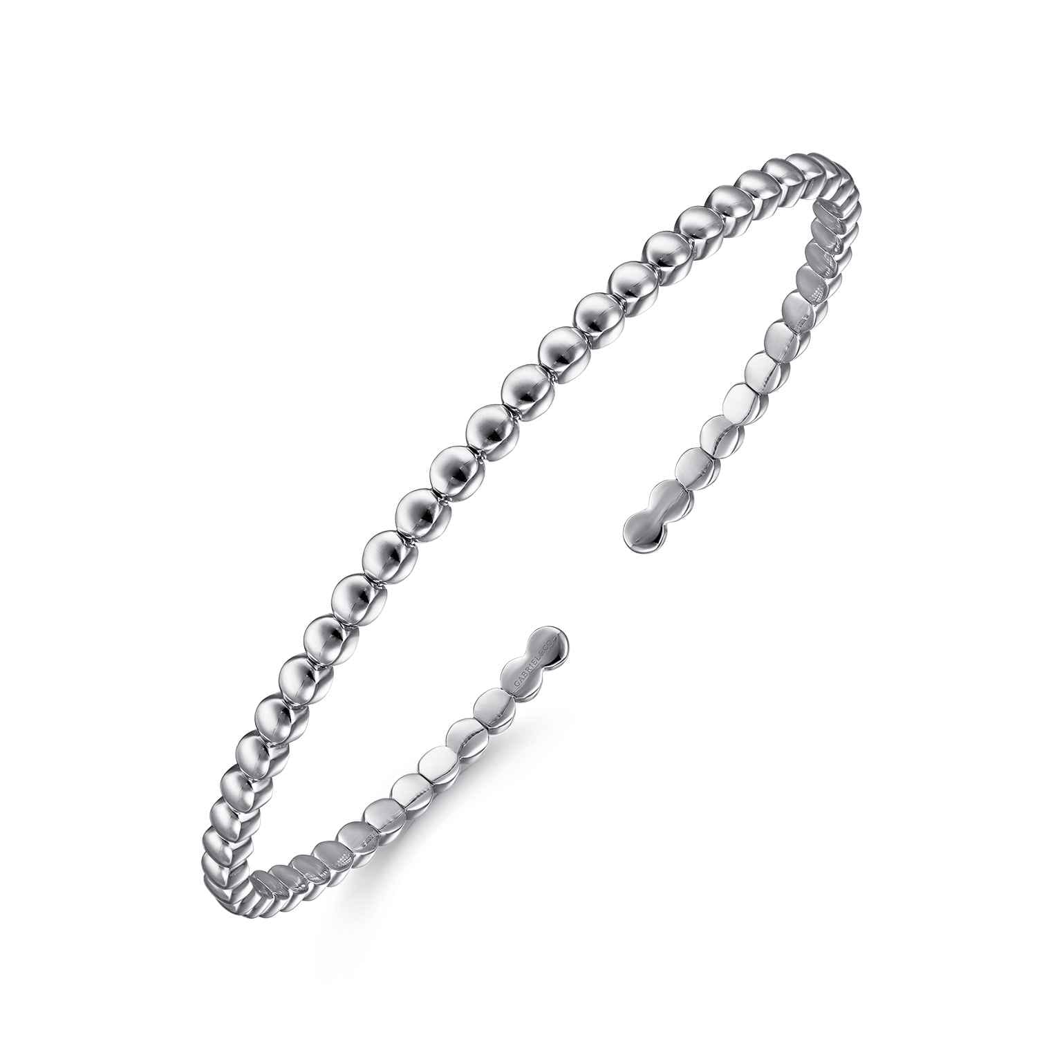 14K White Gold Beaded Cuff Bracelet - Shot 2