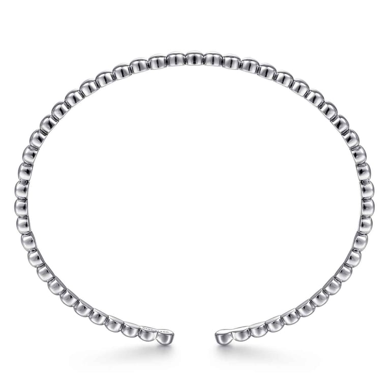 14K White Gold Beaded Cuff Bracelet - Shot 3