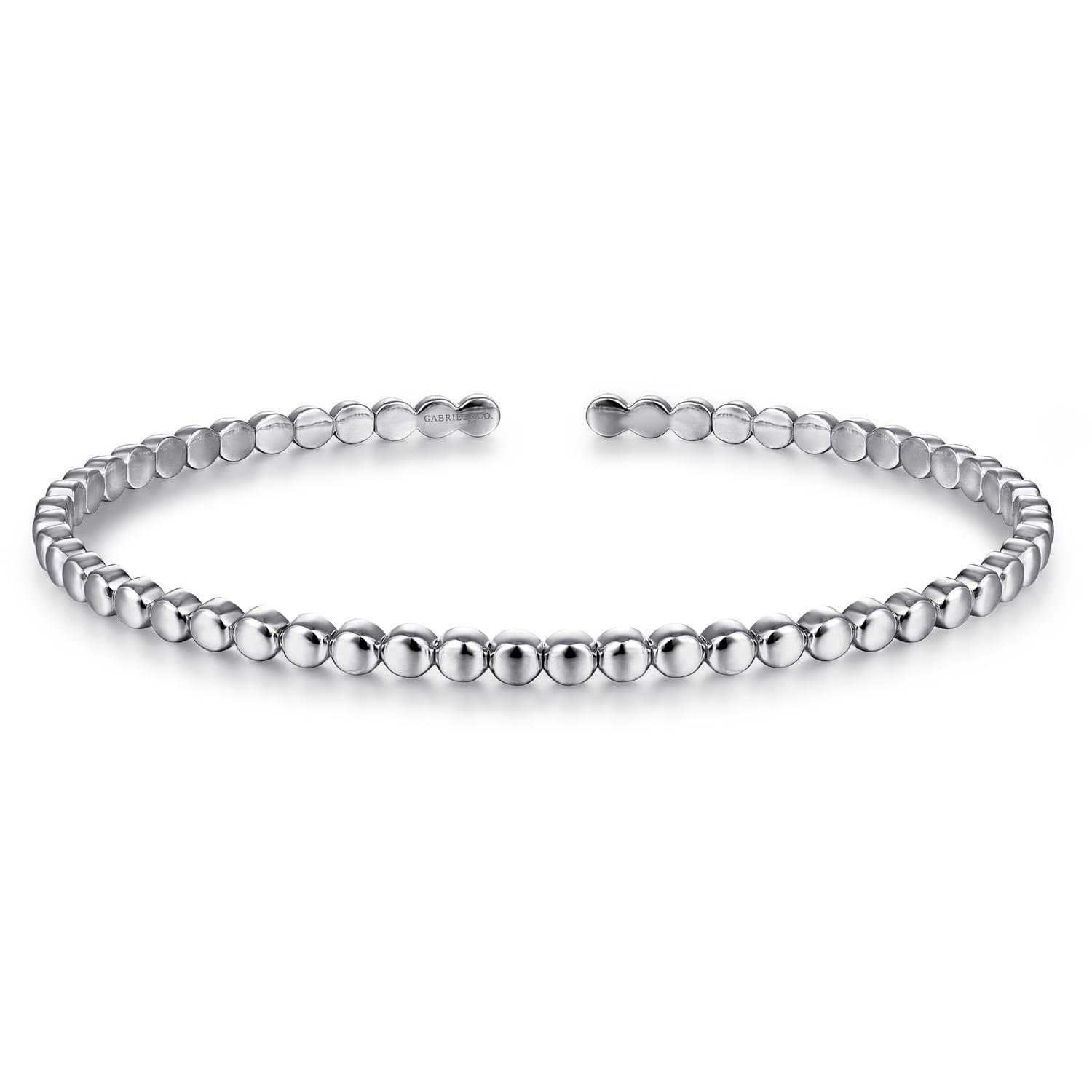 14K White Gold Beaded Cuff Bracelet - Shot 1