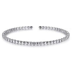 14K White Gold Beaded Cuff Bracelet