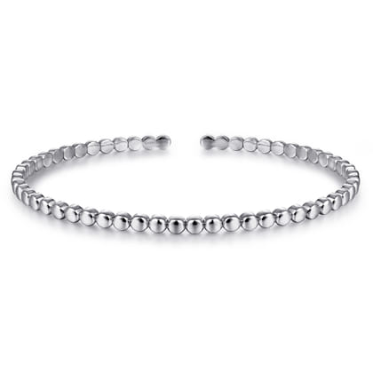 14K White Gold Beaded Cuff Bracelet