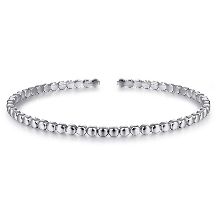 14K White Gold Beaded Cuff Bracelet - Shot 1