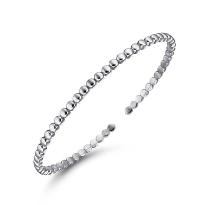 14K White Gold Beaded Cuff Bracelet