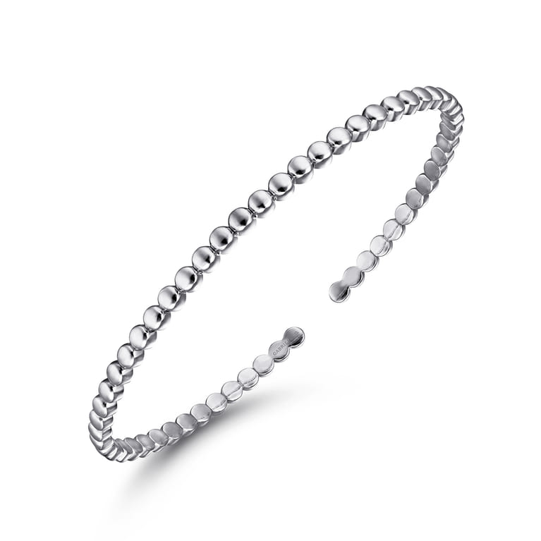 14K White Gold Beaded Cuff Bracelet - Shot 2