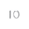14K White Gold Beaded Pave 10mm Diamond Huggies - 0.11 ct