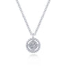 14K White Gold Beaded Round Floating Diamond Pendant Necklace - 0.05 ct