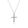 14K White Gold Beveled Diamond Cross Pendant Necklace - 0.15 ct