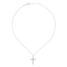 14K White Gold Beveled Diamond Cross Pendant Necklace - 0.15 ct