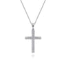 14K White Gold Beveled Pave Diamond Cross Necklace - 0.2 ct