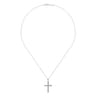 14K White Gold Beveled Pave Diamond Cross Necklace - 0.2 ct