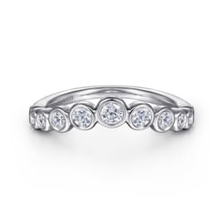 14K White Gold Bezel 11 Stone Diamond Anniversary Band