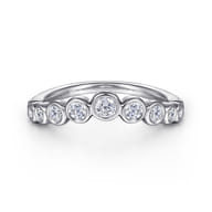 14K White Gold Bezel 11 Stone Diamond Anniversary Band