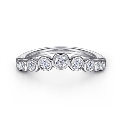 14K White Gold Bezel 11 Stone Diamond Anniversary Band