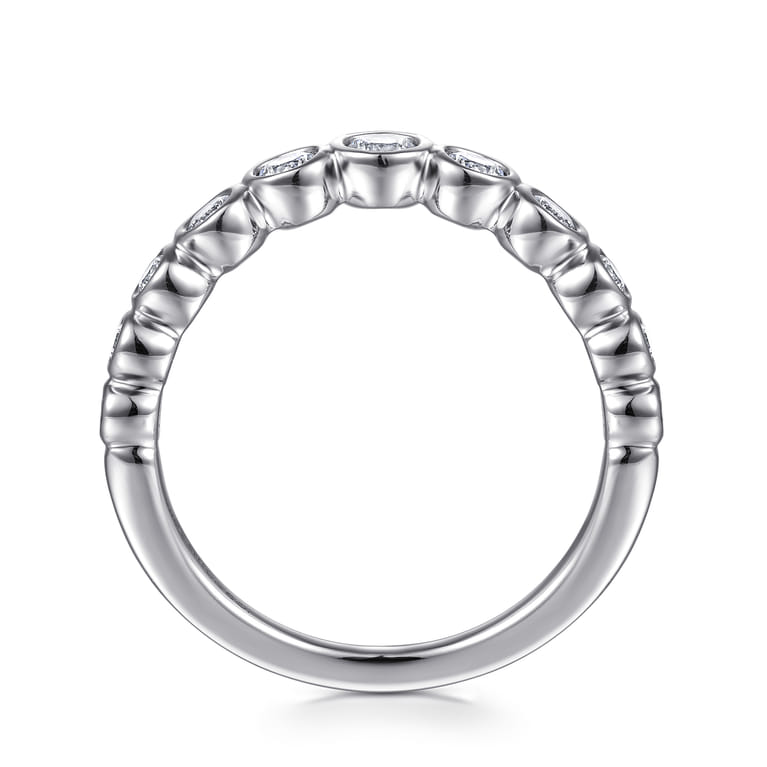 Curved Wedding Ring in 14k White Gold with Round Natural Diamond at Gabriel & Co. - Shot 2