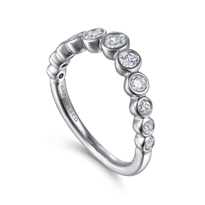 14K White Gold Bezel 11 Stone Diamond Anniversary Band