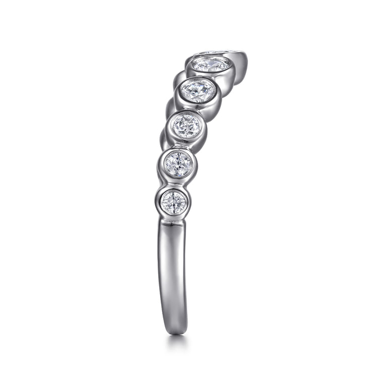 Curved Wedding Ring in 14k White Gold with Round Natural Diamond at Gabriel & Co. - Shot 4