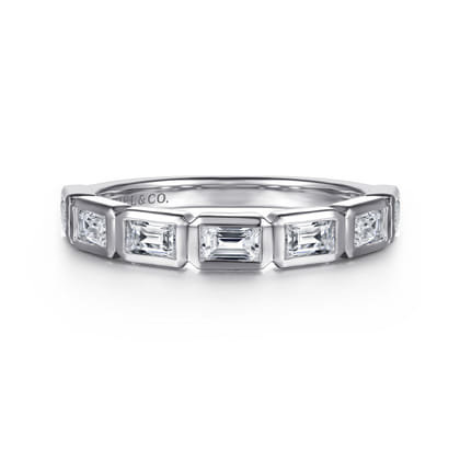 14K White Gold Bezel Baguette Diamond Anniversary Band