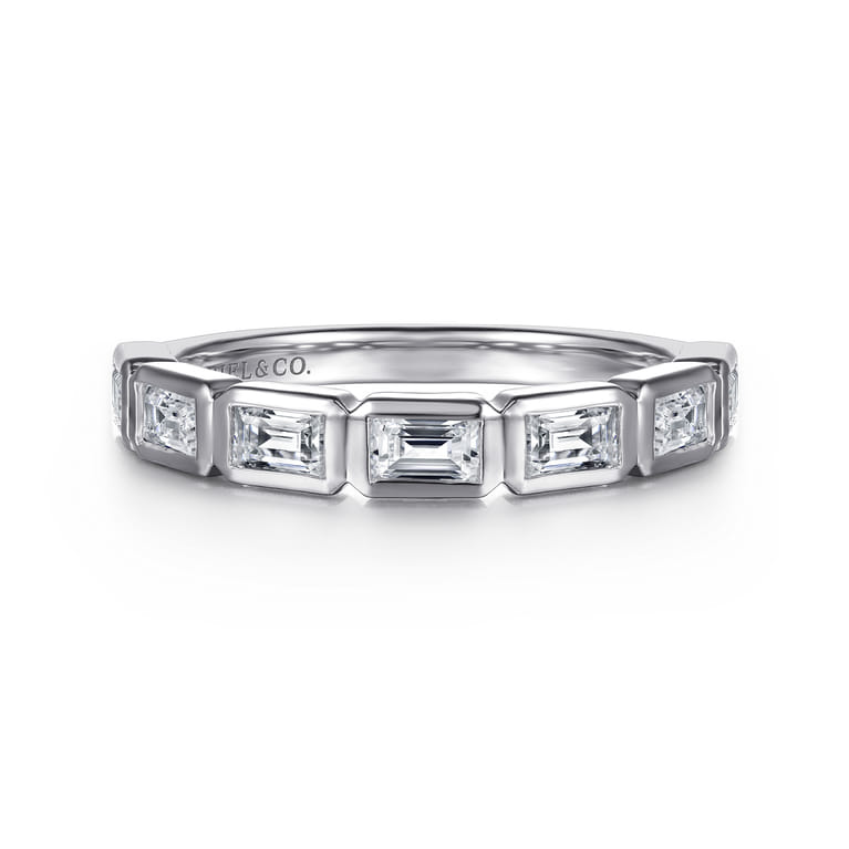 Straight Wedding Ring in 14k White Gold with Baguette Natural Diamond at Gabriel & Co. - Shot 1