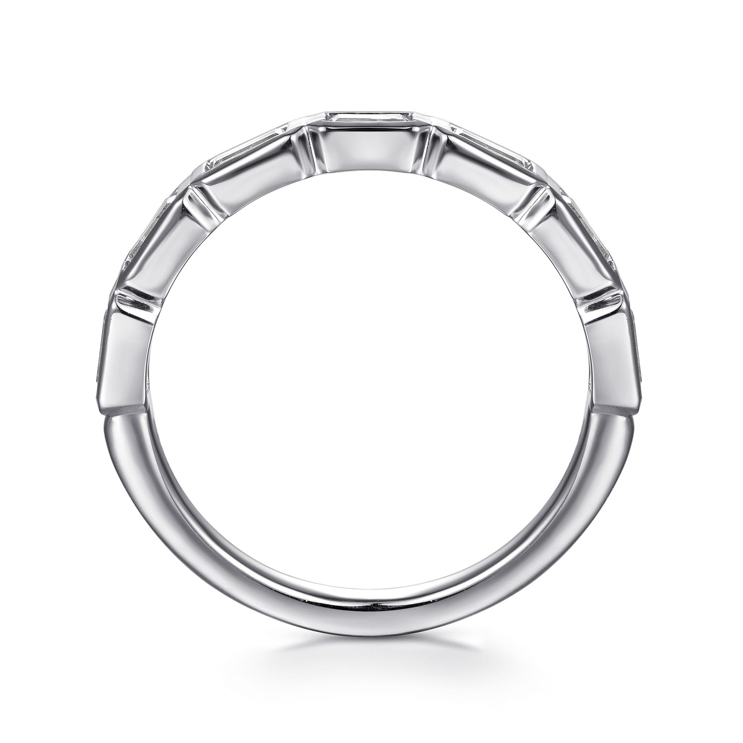 Straight Wedding Ring in 14k White Gold with Baguette Natural Diamond at Gabriel & Co. - Shot 2