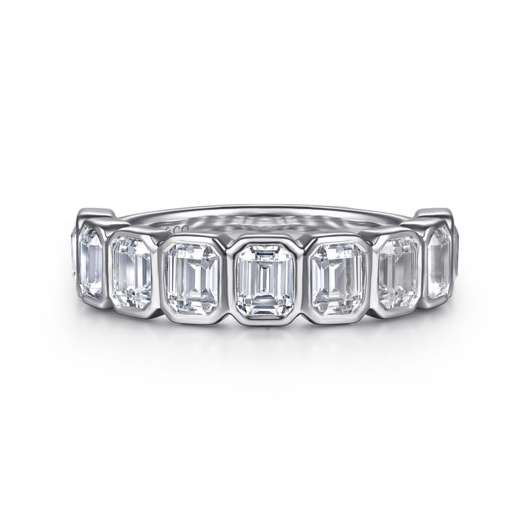 Fancy Wedding Ring in 14k White Gold with Emerald Cut Natural Diamond at Gabriel & Co. - Shot 1