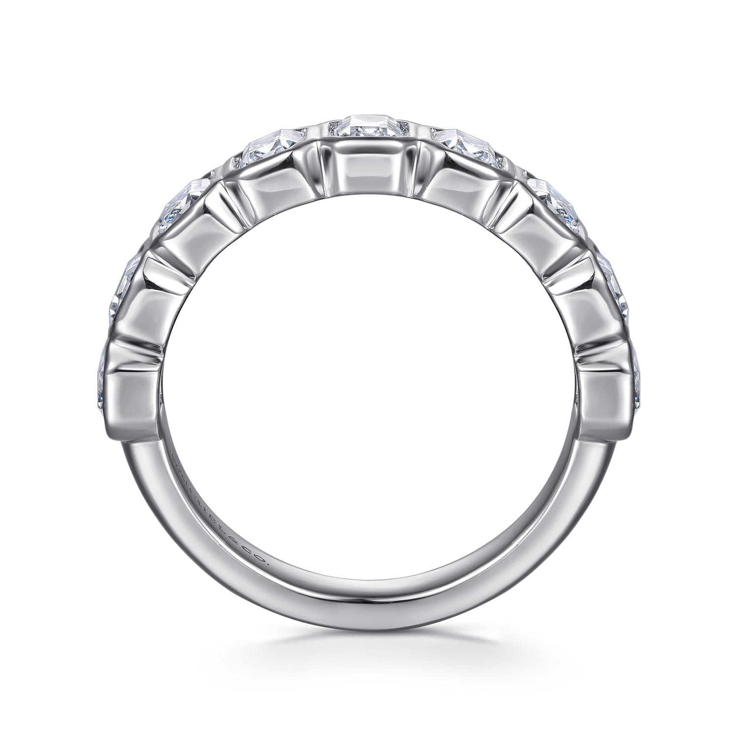 Fancy Wedding Ring in 14k White Gold with Emerald Cut Natural Diamond at Gabriel & Co. - Shot 2
