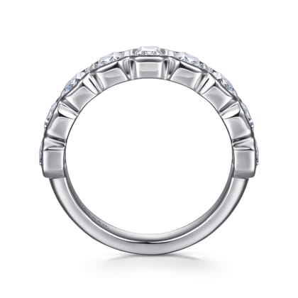 14K White Gold Bezel Emerald Cut Diamond Anniversary Band