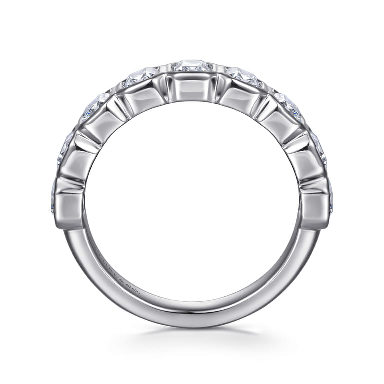 Fancy Wedding Ring in 14k White Gold with Emerald Cut Natural Diamond at Gabriel & Co. - Shot 2