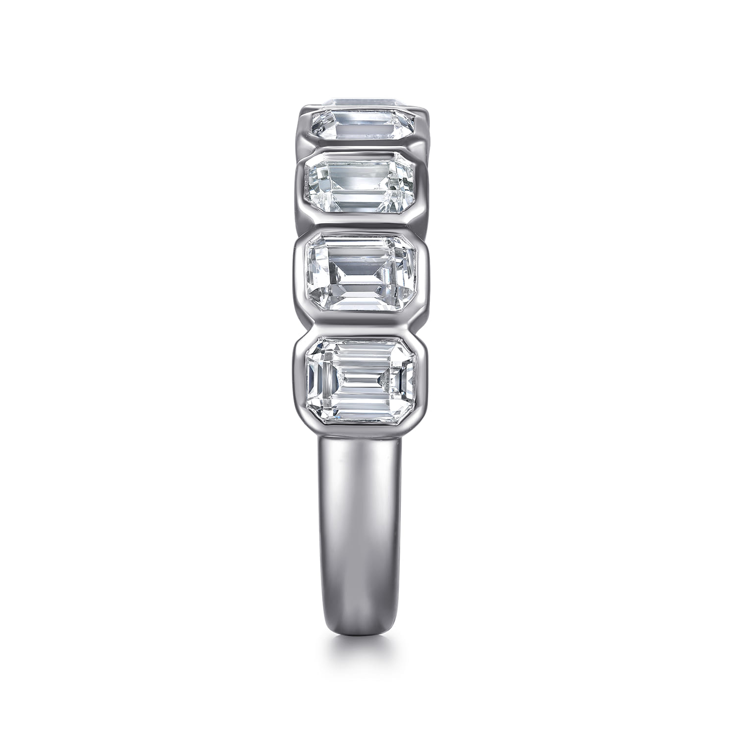 Fancy Wedding Ring in 14k White Gold with Emerald Cut Natural Diamond at Gabriel & Co. - Shot 4
