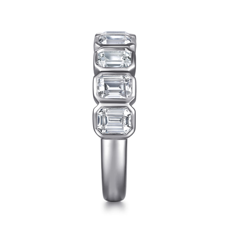 Fancy Wedding Ring in 14k White Gold with Emerald Cut Natural Diamond at Gabriel & Co. - Shot 4