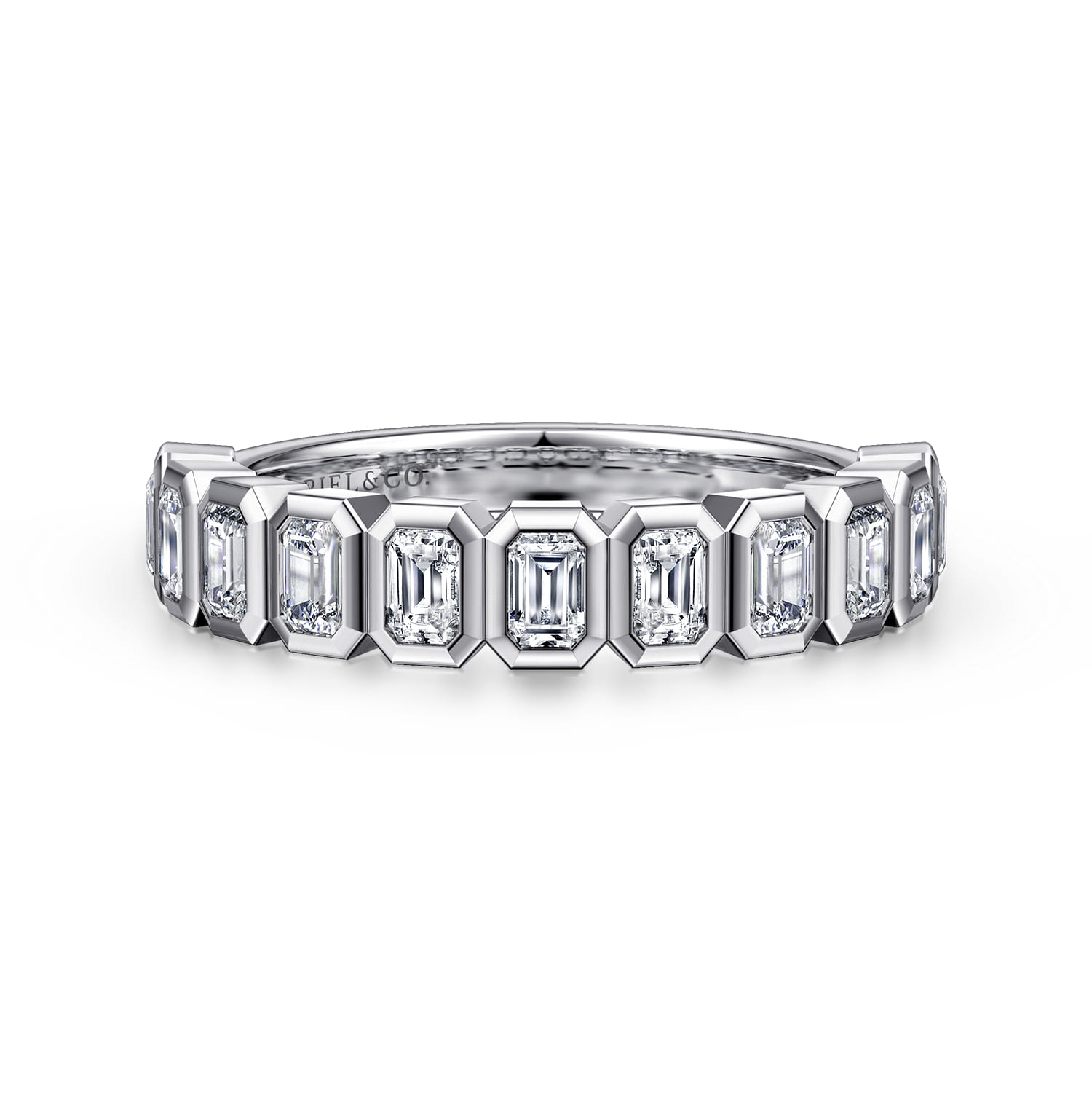 Fancy Wedding Ring in 14k White Gold with Emerald Cut Natural Diamond at Gabriel & Co. - Shot 1