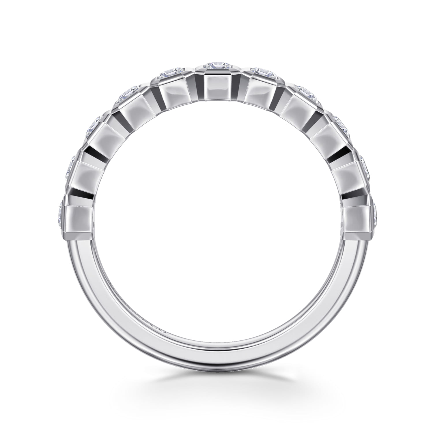 Fancy Wedding Ring in 14k White Gold with Emerald Cut Natural Diamond at Gabriel & Co. - Shot 2