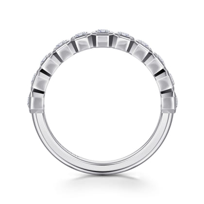14K White Gold Bezel Emerald Cut Diamond Anniversary Band