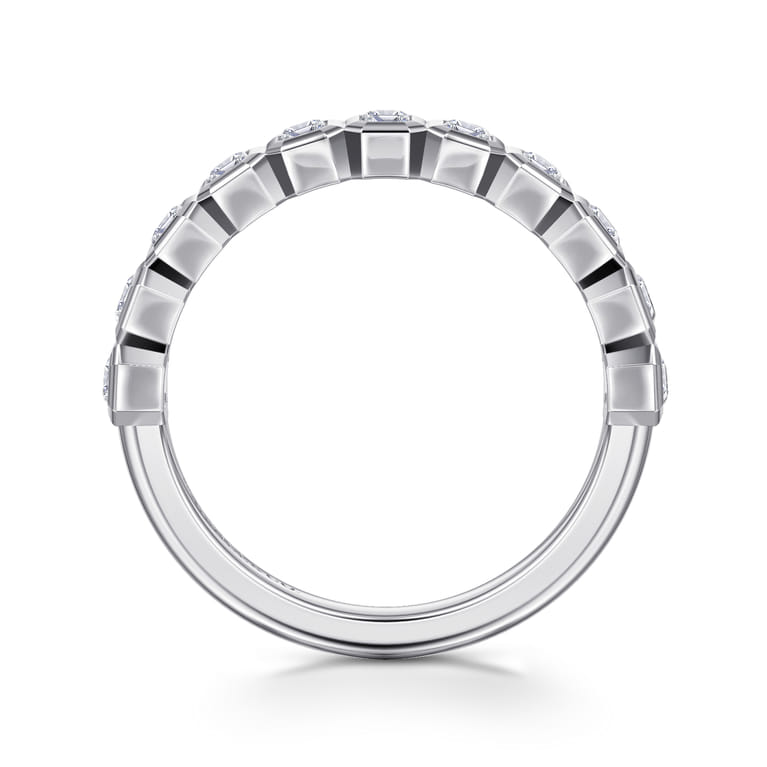 Fancy Wedding Ring in 14k White Gold with Emerald Cut Natural Diamond at Gabriel & Co. - Shot 2