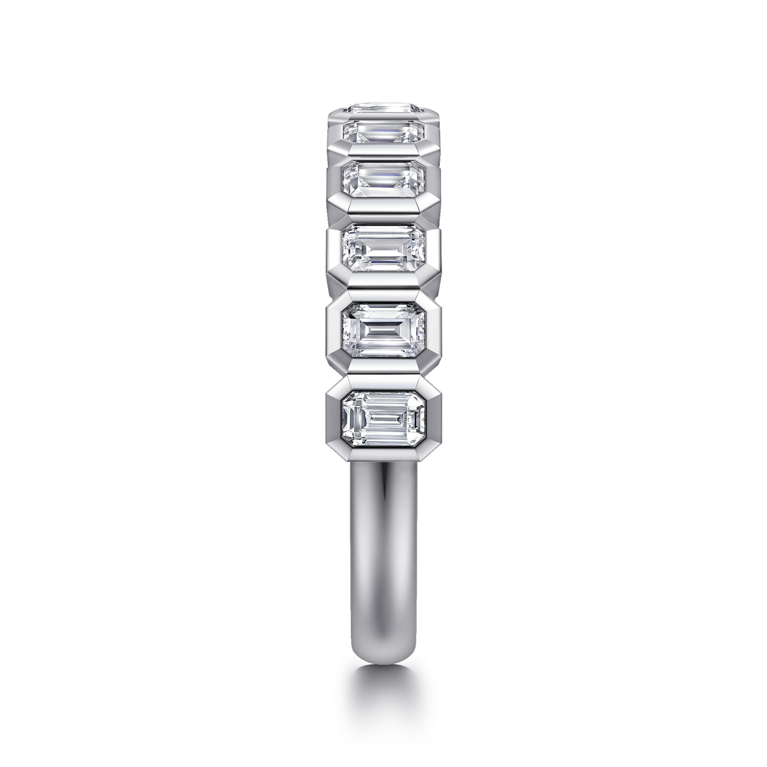 Fancy Wedding Ring in 14k White Gold with Emerald Cut Natural Diamond at Gabriel & Co. - Shot 4