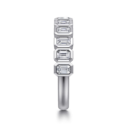 14K White Gold Bezel Emerald Cut Diamond Anniversary Band
